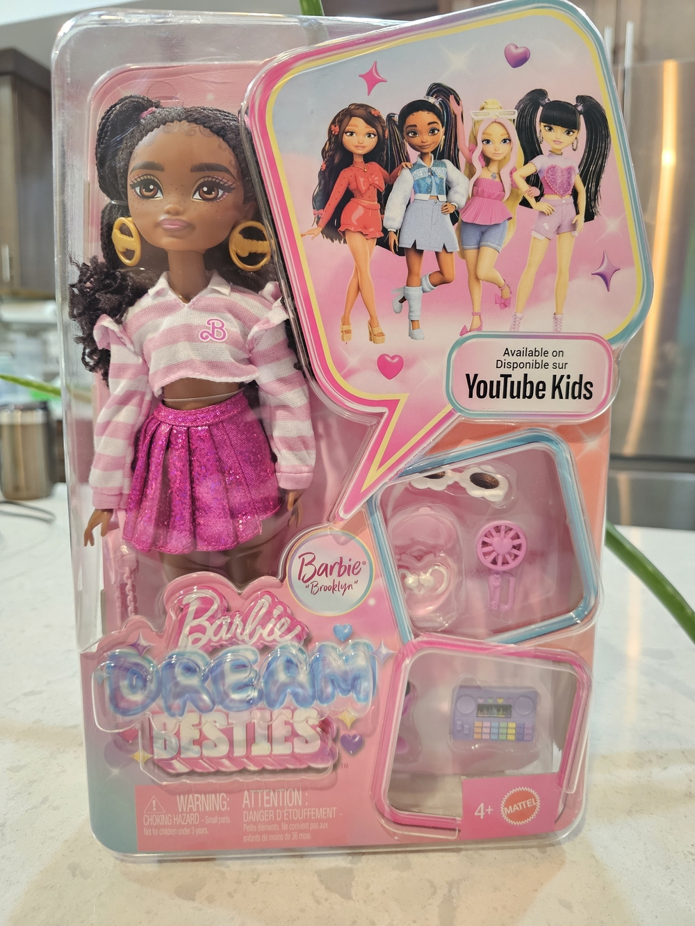 Barbie Dream Besties Brooklyn Doll - Pink Striped Top & Sparkle Fuchsia Skirt